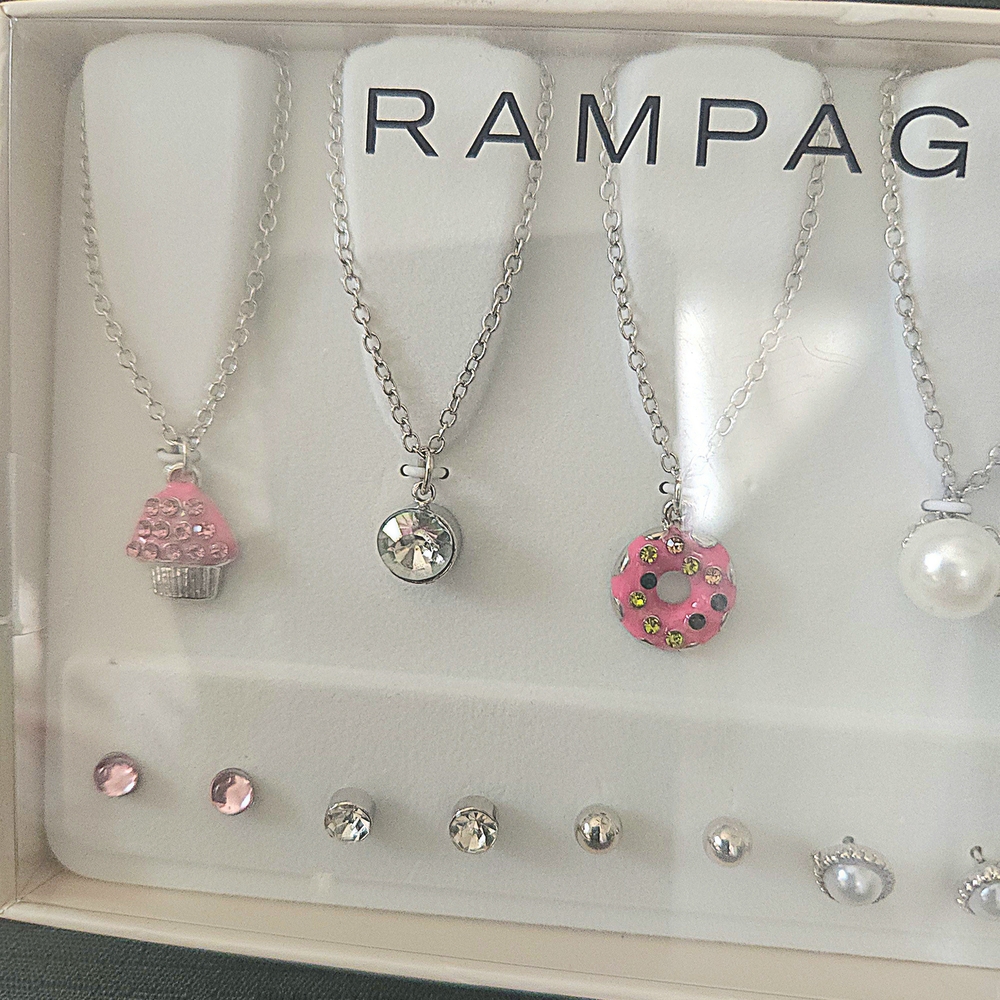 Rampage Silver and Pink Charm Necklace Set - Picture 6 of 10